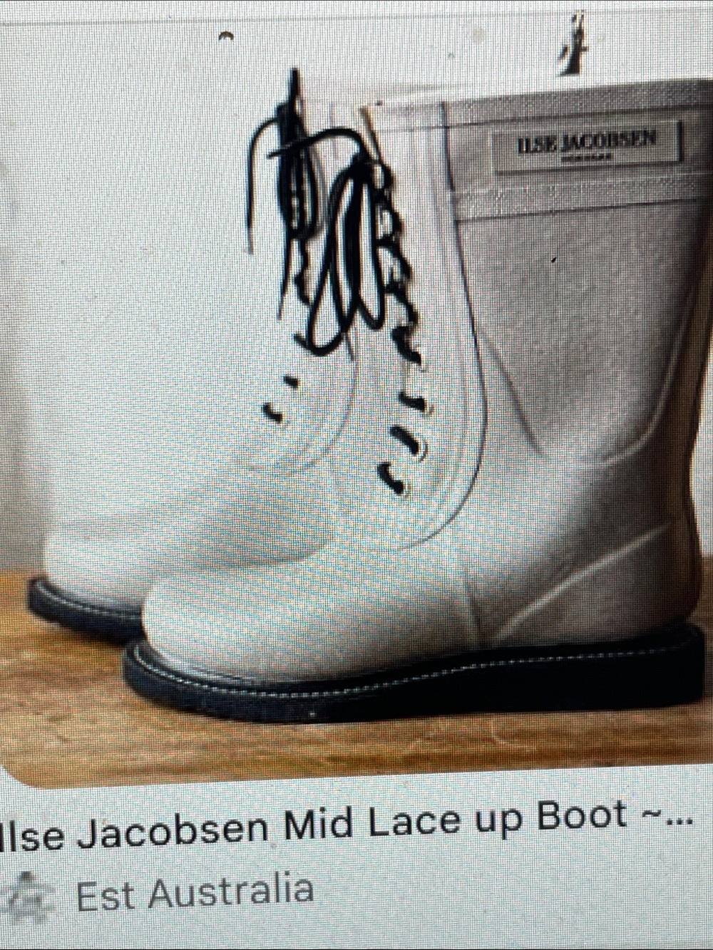 Ilse Jacobsen 3/4 length Lace up rubber Boots - new in box- white
